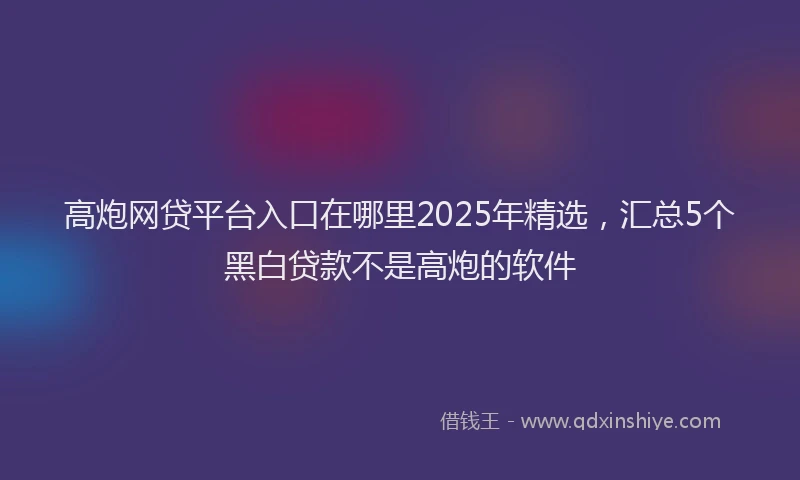 高炮网贷平台入口在哪里2025年精选，汇总5个黑白贷款不是高炮的软件