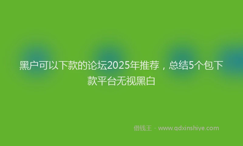 黑户可以下款的论坛2025年推荐，总结5个包下款平台无视黑白
