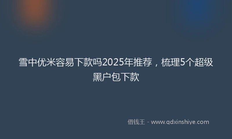 雪中优米容易下款吗2025年推荐，梳理5个超级黑户包下款
