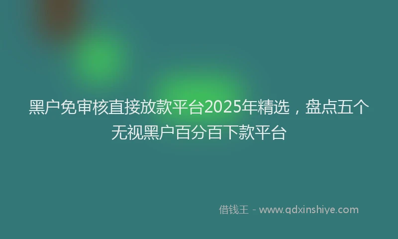 黑户免审核直接放款平台2025年精选，盘点五个无视黑户百分百下款平台