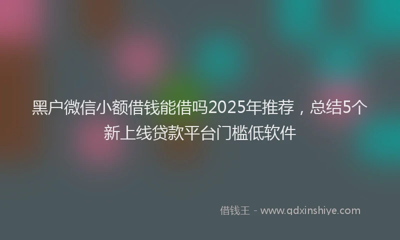 黑户微信小额借钱能借吗2025年推荐，总结5个新上线贷款平台门槛低软件