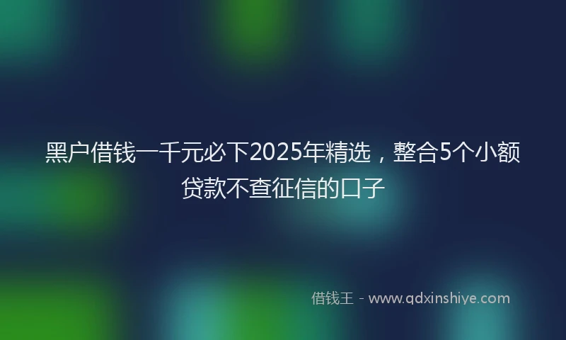 黑户借钱一千元必下2025年精选，整合5个小额贷款不查征信的口子