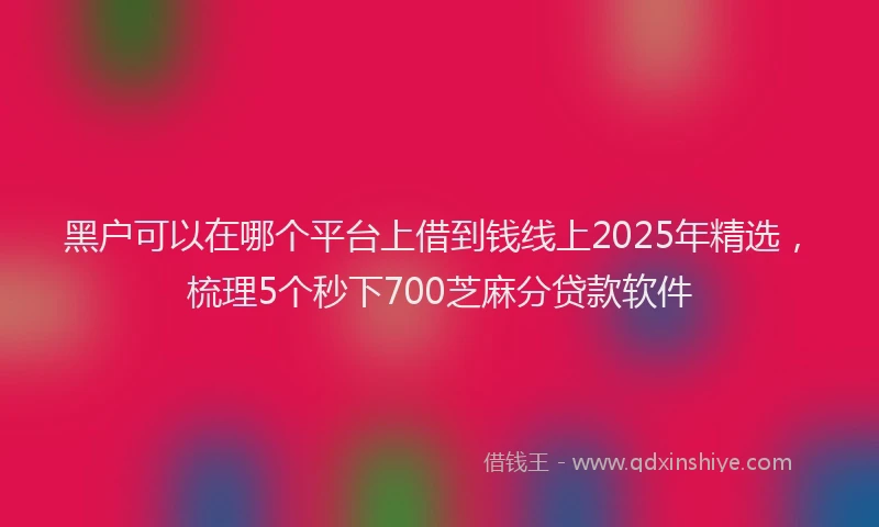 黑户可以在哪个平台上借到钱线上2025年精选，梳理5个秒下700芝麻分贷款软件
