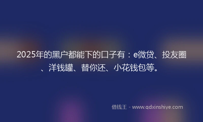 2025年的黑户都能下的口子有:e微贷、投友圈、洋钱罐、替你还、小花钱包等。