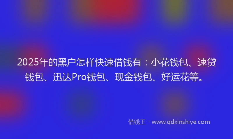 2025年的黑户怎样快速借钱有：小花钱包、速贷钱包、迅达Pro钱包、现金钱包、好运花等。
