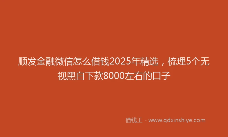 顺发金融微信怎么借钱2025年精选，梳理5个无视黑白下款8000左右的口子