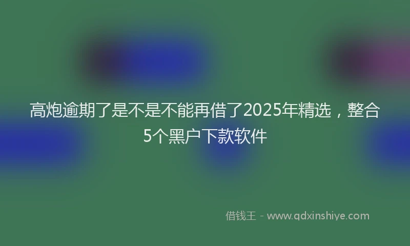 高炮逾期了是不是不能再借了2025年精选，整合5个黑户下款软件