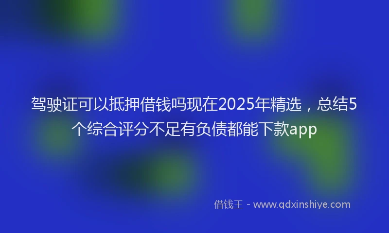 驾驶证可以抵押借钱吗现在2025年精选，总结5个综合评分不足有负债都能下款app