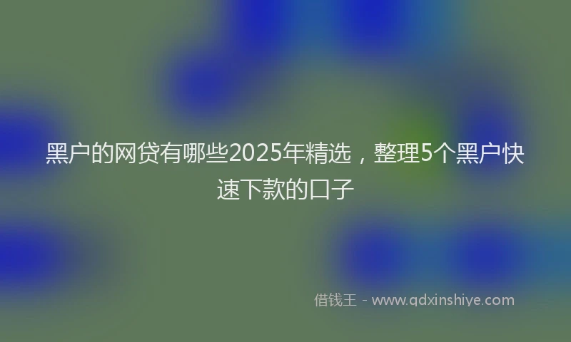 黑户的网贷有哪些2025年精选,整理5个黑户快速下款的口子