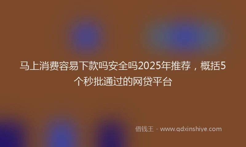 马上消费容易下款吗安全吗2025年推荐，概括5个秒批通过的网贷平台