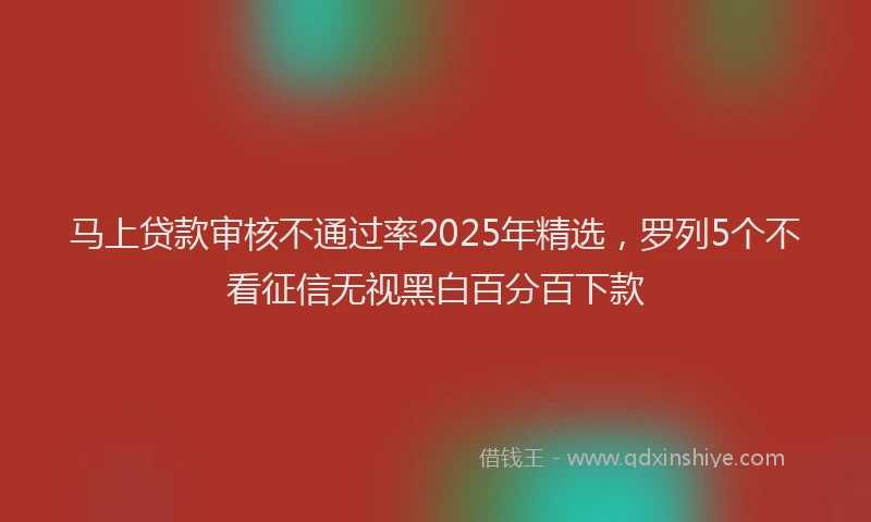 马上贷款审核不通过率2025年精选，罗列5个不看征信无视黑白百分百下款