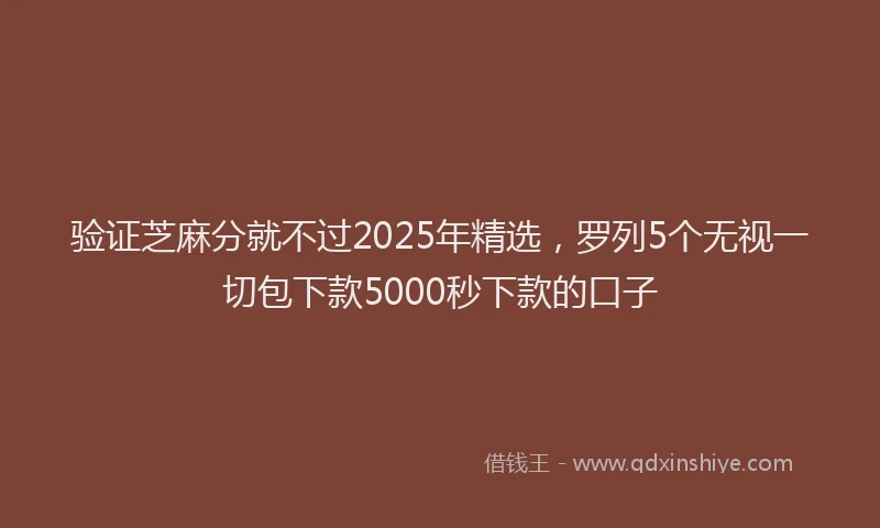 验证芝麻分就不过2025年精选，罗列5个无视一切包下款5000秒下款的口子