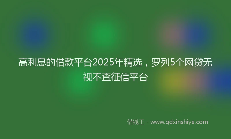 高利息的借款平台2025年精选，罗列5个网贷无视不查征信平台