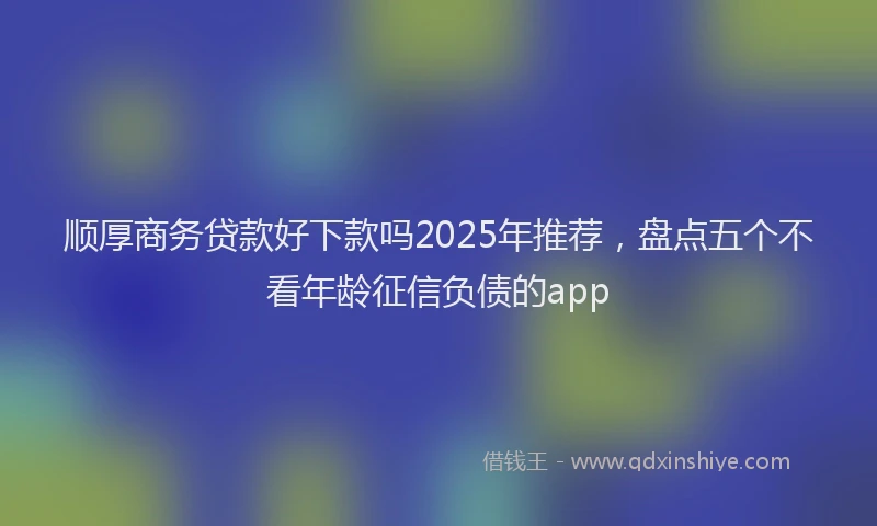 顺厚商务贷款好下款吗2025年推荐，盘点五个不看年龄征信负债的app