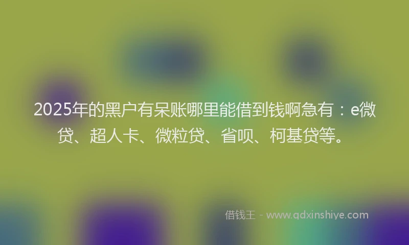 2025年的黑户有呆账哪里能借到钱啊急有：e微贷、超人卡、微粒贷、省呗、柯基贷等。