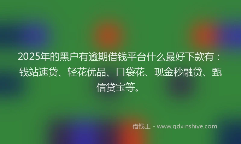 2025年的黑户有逾期借钱平台什么最好下款有：钱站速贷、轻花优品、口袋花、现金秒融贷、甄信贷宝等。