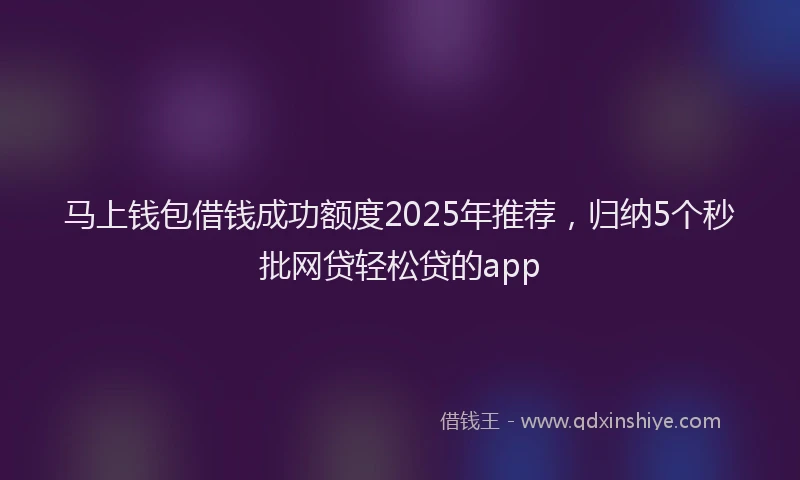 马上钱包借钱成功额度2025年推荐，归纳5个秒批网贷轻松贷的app