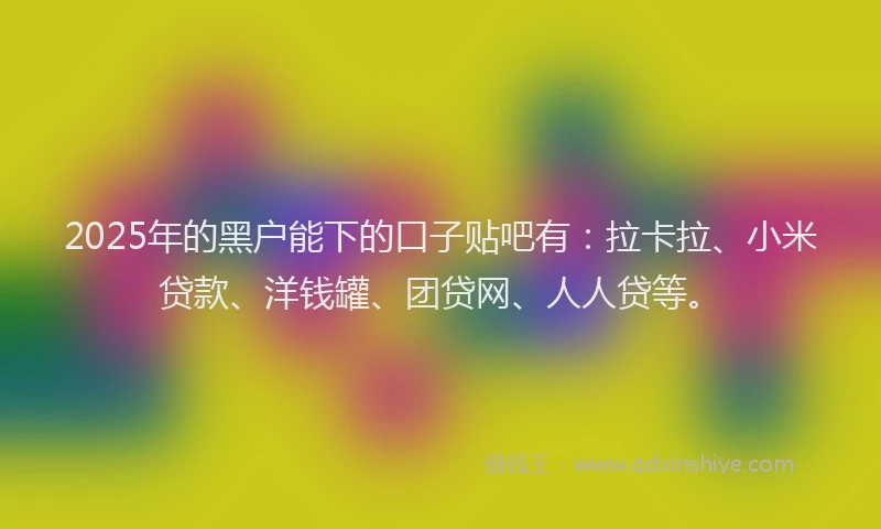 2025年的黑户能下的口子贴吧有：拉卡拉、小米贷款、洋钱罐、团贷网、人人贷等。