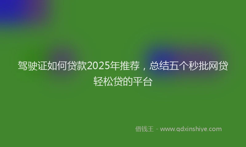 驾驶证如何贷款2025年推荐，总结五个秒批网贷轻松贷的平台