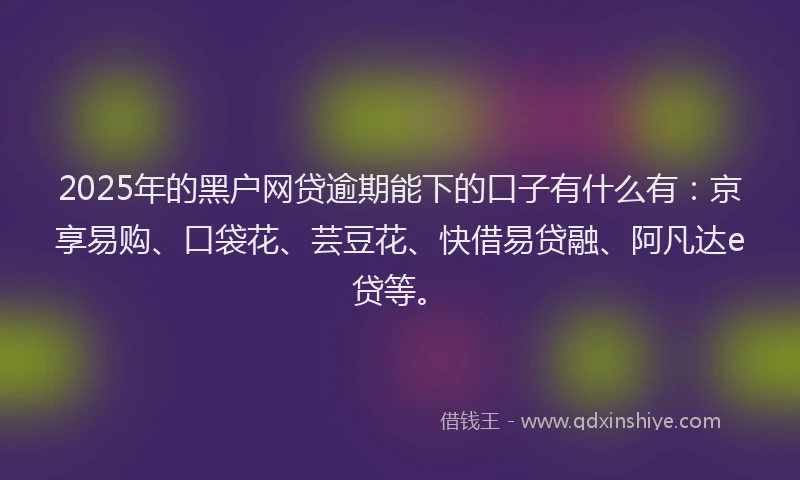 2025年的黑户网贷逾期能下的口子有什么有：京享易购、口袋花、芸豆花、快借易贷融、阿凡达e贷等。
