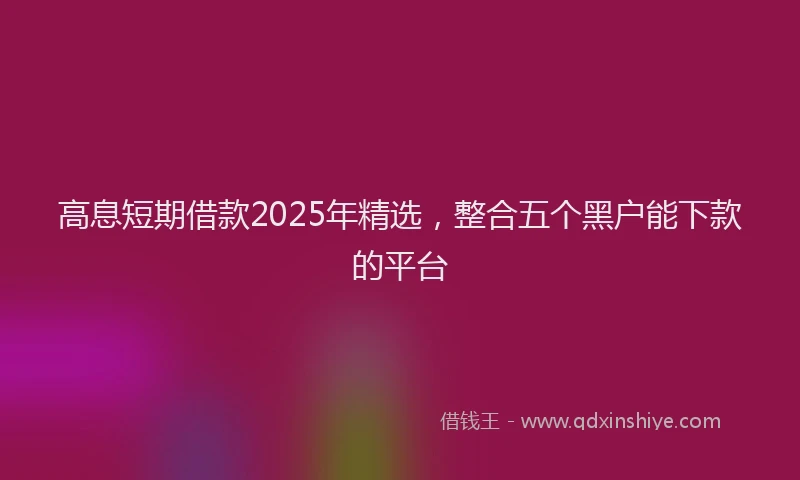 高息短期借款2025年精选，整合五个黑户能下款的平台