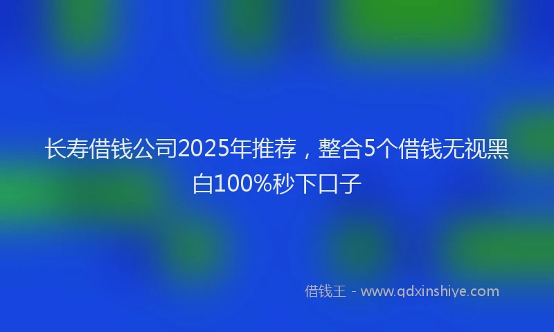 长寿借钱公司2025年推荐，整合5个借钱无视黑白100%秒下口子