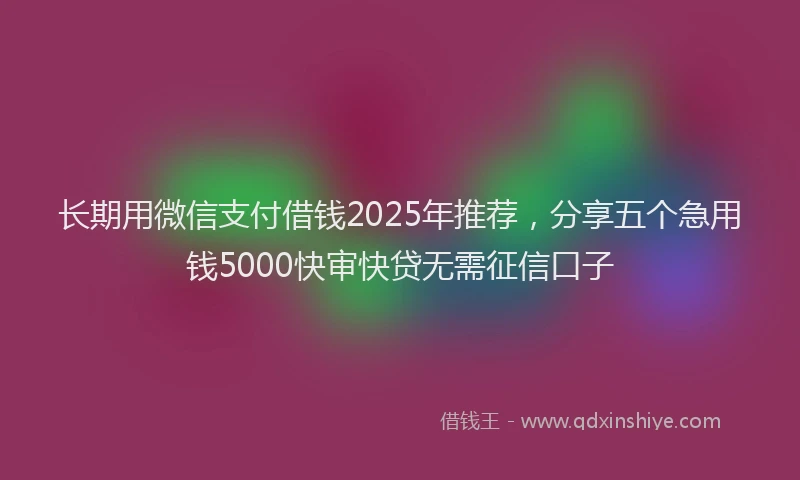 长期用微信支付借钱2025年推荐，分享五个急用钱5000快审快贷无需征信口子