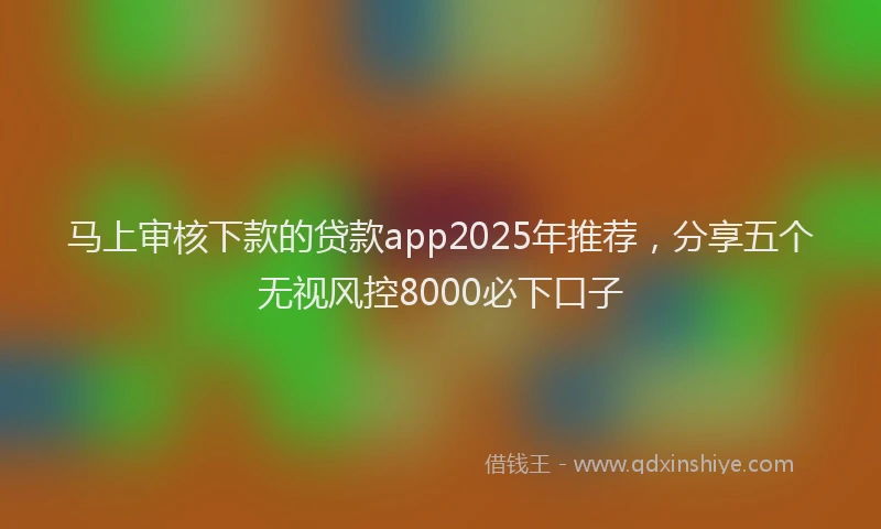 马上审核下款的贷款app2025年推荐，分享五个无视风控8000必下口子