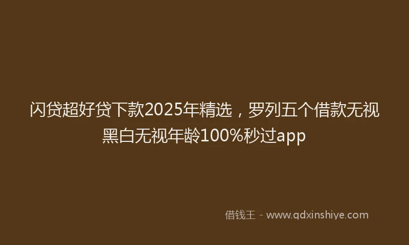 闪贷超好贷下款2025年精选，罗列五个借款无视黑白无视年龄100%秒过app