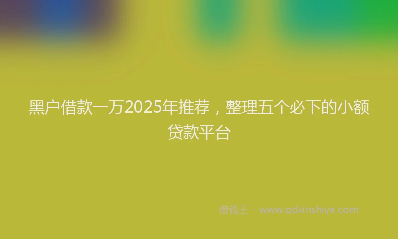 黑户借款一万2025年推荐，整理五个必下的小额贷款平台