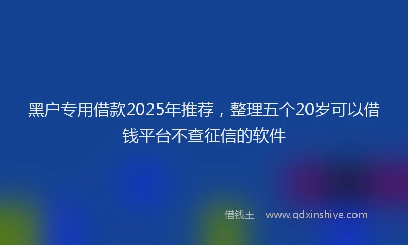 黑户专用借款2025年推荐，整理五个20岁可以借钱平台不查征信的软件