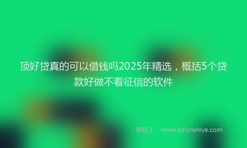 顶好贷真的可以借钱吗2025年精选，概括5个贷款好做不看征信的软件