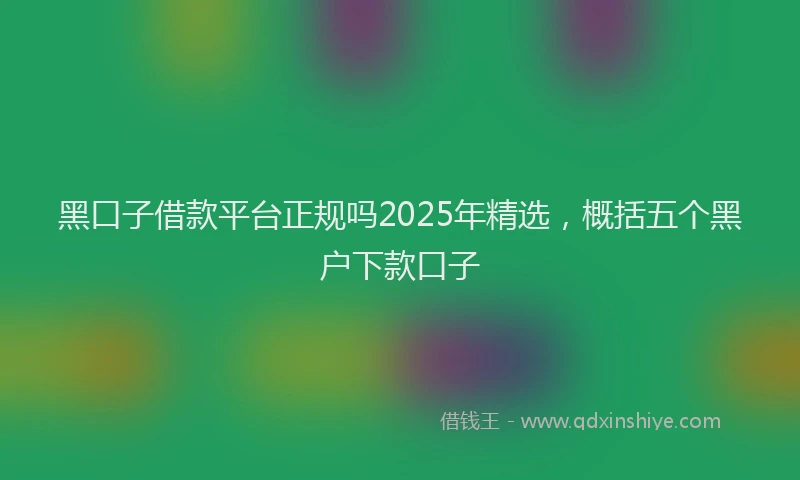 黑口子借款平台正规吗2025年精选，概括五个黑户下款口子