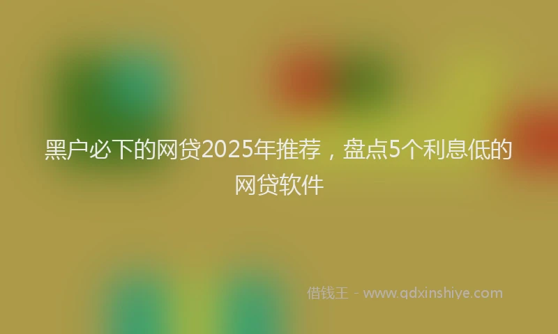 黑户必下的网贷2025年推荐，盘点5个利息低的网贷软件