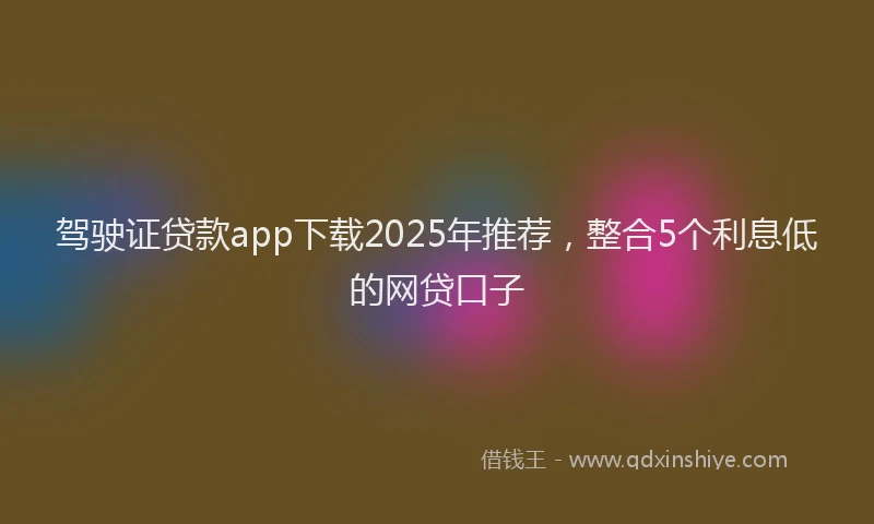 驾驶证贷款app下载2025年推荐，整合5个利息低的网贷口子