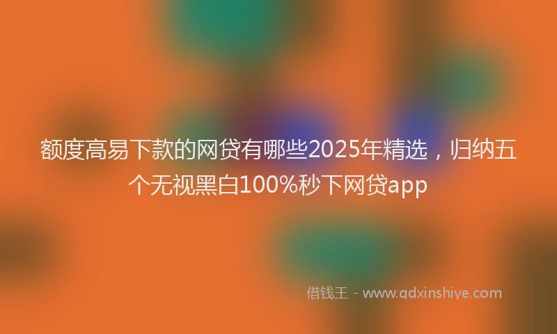额度高易下款的网贷有哪些2025年精选，归纳五个无视黑白100%秒下网贷app