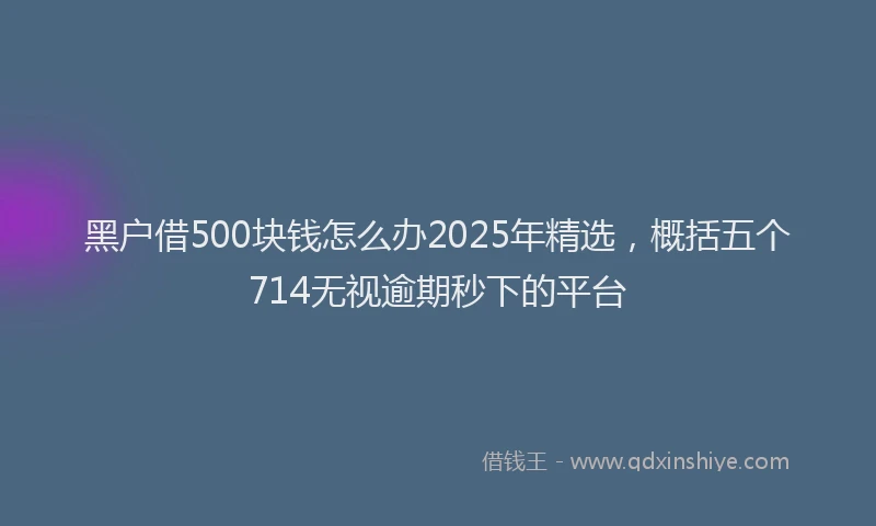 黑户借500块钱怎么办2025年精选，概括五个714无视逾期秒下的平台