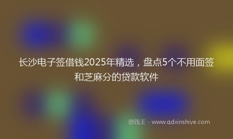 长沙电子签借钱2025年精选，盘点5个不用面签和芝麻分的贷款软件