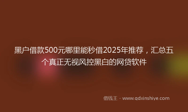 黑户借款500元哪里能秒借2025年推荐，汇总五个真正无视风控黑白的网贷软件