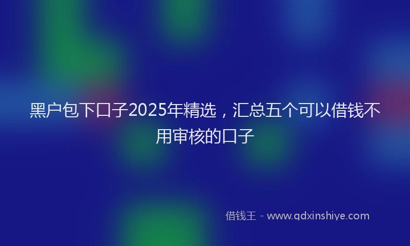 黑户包下口子2025年精选，汇总五个可以借钱不用审核的口子