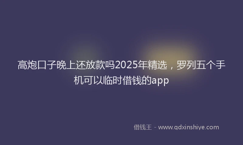 高炮口子晚上还放款吗2025年精选，罗列五个手机可以临时借钱的app