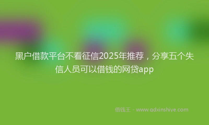 黑户借款平台不看征信2025年推荐，分享五个失信人员可以借钱的网贷app