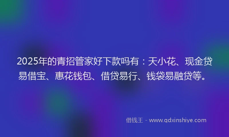 2025年的青招管家好下款吗有：天小花、现金贷易借宝、惠花钱包、借贷易行、钱袋易融贷等。