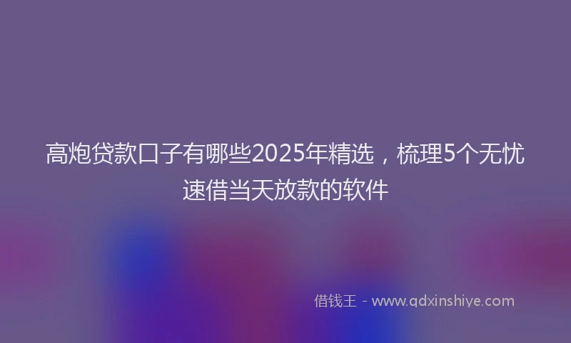 高炮贷款口子有哪些2025年精选，梳理5个无忧速借当天放款的软件