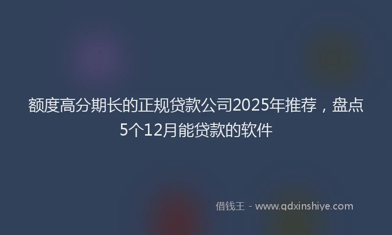 额度高分期长的正规贷款公司2025年推荐，盘点5个12月能贷款的软件