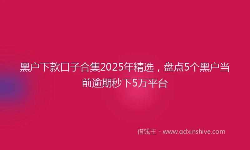 黑户下款口子合集2025年精选，盘点5个黑户当前逾期秒下5万平台