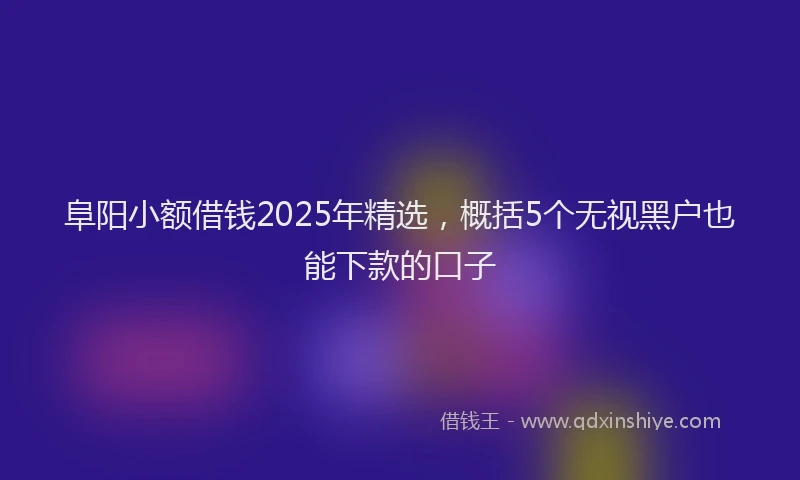 阜阳小额借钱2025年精选，概括5个无视黑户也能下款的口子