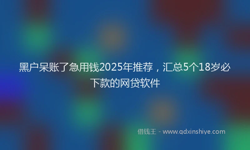 黑户呆账了急用钱2025年推荐，汇总5个18岁必下款的网贷软件