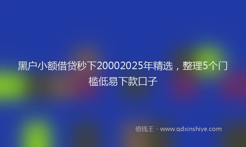黑户小额借贷秒下20002025年精选，整理5个门槛低易下款口子