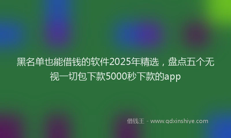 黑名单也能借钱的软件2025年精选，盘点五个无视一切包下款5000秒下款的app
